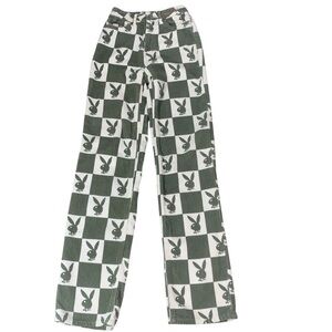 Playboy by PacSun Corduroy Checkerboard Pants Size 22 Green White